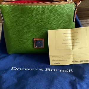 Multiple items - D&B Green Pebbled Leather Crossbody and a Green Cloth Wristlet